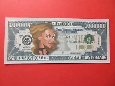 BEYONCE $1 MILLION DOLLARS NOTE Fantasy BILL $1000000 American Music Legend WOW • £1.29