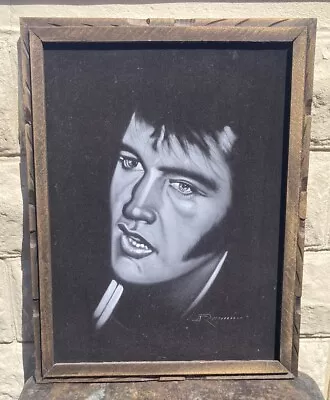 Elvis Presley Vintage Black Velvet Painting Framed Mid-Late 20th C 26x20” Signed • $129.95