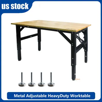 Metal Adjustable HeavyDuty Worktable With Socket And Wooden Top Multi-Function • $237.49