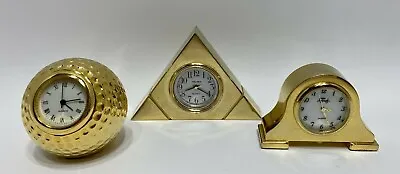 Solid Brass Small Desk Top Clocks Faberge Verichron Golf Ball - Run Keep Time • $75