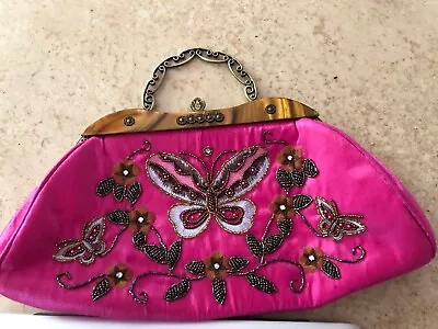 Monsoon Accessorize Clutch Bag Pink Butterfly Butterflies Embroidery • £19.99