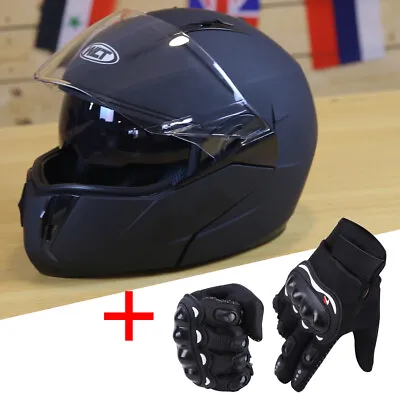 DOT Helmet Flip Up Full Face Dual Visor Racing Helmet Crash Helmet / Gloves+Mask • $68.99
