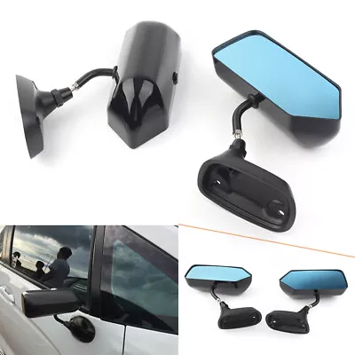 2x Car Racing Rearview Side Wing Mirrors Glass Black Universal F1 Style • $87.53