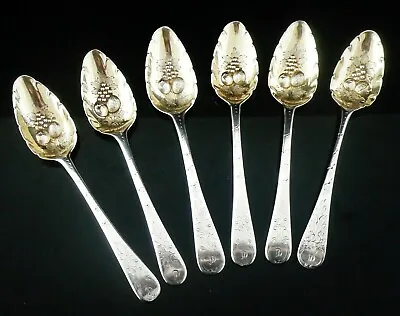 £295 • Buy 6 Cased Antique Sterling Silver Berry Spoons, London 1800 X5 & 1x1797
