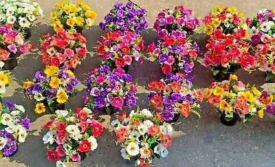 Memorial Grave - Cemetery Pots With Artificial Flowers - Poppy's  • £10.99