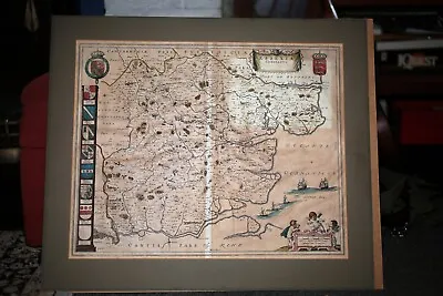 Original Antique Map Of Essex 17th Century 16 X20  Joan Blaeu Essexia Comitavs • £30