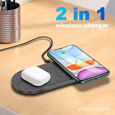 30W Wireless Charger Mat 2in1 Charging Pad For Apple AirPods IPhone Samsung S22+ • $24.97