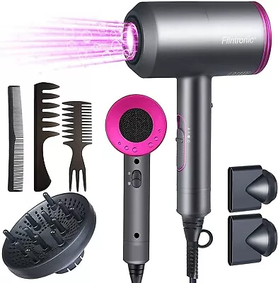 Flintronic Hair Dryer With Diffuser Concentrator 2000W Powerful Ionic Dryer • £13.99