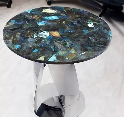 15 X15  Labradorite Gemstone Round Coffee Tabletop Mosaic Stone Handmade Arts • $545.98