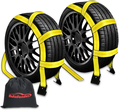 2Pc Tow Dolly Basket Straps With Flat Hook For 14 -17  Tires -10000 Lbs Breakin • $54.99