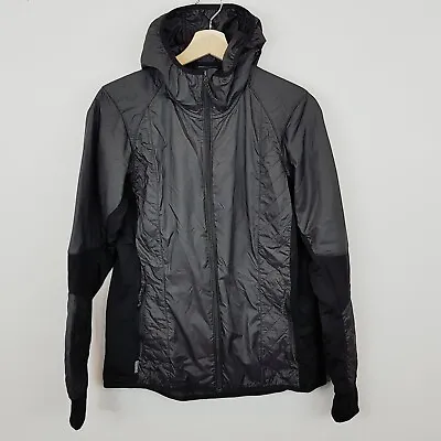 ICEBREAKER Womens Size L Or 14 Black Merino Jacket MerinoLoft Helix Hood Jacket • $495