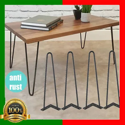 16  Table Leg Hairpin Desk Furniture Legs Metal Coffee Solid Iron Set Of 4 Black • $29.35