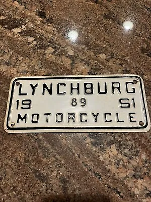 $55.61 • Buy 1961 Lynchburg VA #89 Motorcycle License Plate Tag , Excellent Condition