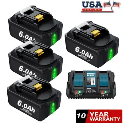 Pack For Makita 18V 6.0Ah BL1860 LXT Lithium Ion Battery /Charger BL1830 BL1850 • $18.80