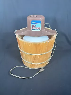 Vintage WOOD Rival Ice Cream & Yogurt Maker Freezer 4 Quart 8550 WORKS • $10