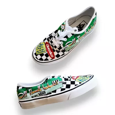 Vans Authentic Old Skool Sneakers White +print Low Top Shoe UK 4 EUR 36.5 US 6.5 • $85