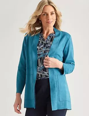 $25.27 • Buy Noni B Suedette Patch Pocket Jacket Womens Clothing  Jackets  Vests Jacket