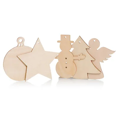 £2.80 • Buy Wooden Christmas Craft Shapes Angel Snowman Bauble Xmas Tree Star 7cm 10cm Wood