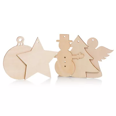 £35.79 • Buy Wooden Christmas Craft Shapes Angel Snowman Bauble Xmas Tree Star 7cm 10cm Wood