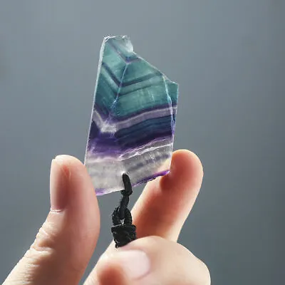 Natural Rainbow Fluorite Slice Crystal Quartz Pendant Necklace Healing Reiki • £4.17