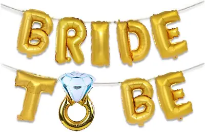 $21.82 • Buy 9Pcs Diamond Ring Balloons Gold Bride To Be Balloons, Bride To Be Balloons Banne