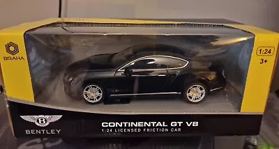 BNIB Braha Bentley Continental GT V8 Black 1:24 Scale Model Friction Car • £11.99