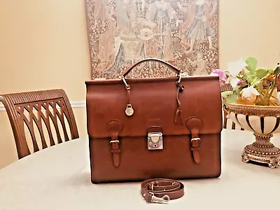 DOONEY & BOURKE  Vintage Tan  Alto  Leather  Briefcase / Messenger Bag - ITALIA • $499