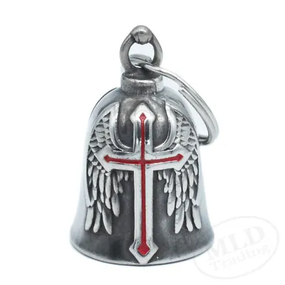 Angel Wings And Red Cross Biker Gremlin Bell Motorcycle Pendant Stainless Steel • $14.99