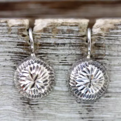 Vintage Diamond Cut Sterling Silver Dangle Drop Earrings 925 Pretty • $28