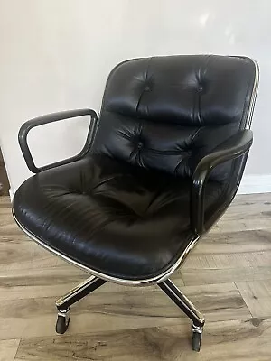 Vintage Black Leather Chairs By Charles Pollock For Knoll • $700