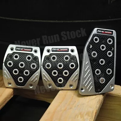 Pilot Motorsport Manual Transmisson Pedals 3 Pieces Set Silver With Black Insert • $11.95