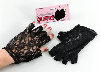 £2.49 • Buy Sexy Lace Fingerless Gloves 80's Black  Madonna Ladies Lady 1980's Fancy Dress