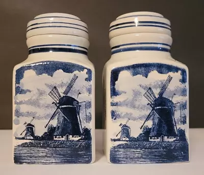 Delfts Blauw Hand Painted Porcelain Spice Jars - Matching Pair - Made In Holland • $18.50