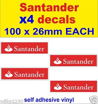 4 Santander Sponsor Stickers Racing Car Motorcycle Decals F1 Gp Slot Car Track • £1.80