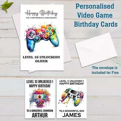 Gamer Birthday Card Personalised Friend Son Nephew Brother Grandson Teenager • £2.80