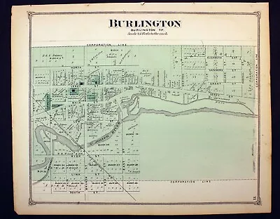 City Of Burlington Antique Plat Map 1873 Calhoun County Michigan • $22.50