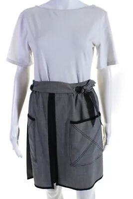 $32.01 • Buy Z Spoke Zac Posen Womens Wool Plaid Pleated Colorblock Wrap Skirt Gray Size 12