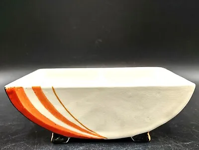 MCM Divided Dish White With Orange Stripes Made In Japan By Moriyama Mori-Machi • $14.95