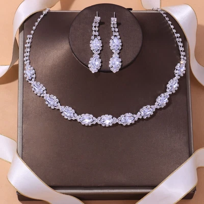 £8.50 • Buy Rhinestone Crystal Diamante Collar Pendant Chains Party Fashion Necklace Set