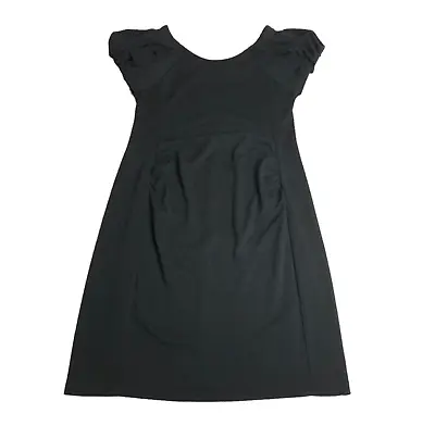 Gap Maternity Dress Womens M Black Sheath Ruffle Cap Sleeve Round Neck Party • $16.19