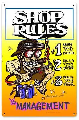 Hot Rod Drag Race Car Body Shop Rules Metal Sign Man Cave Garage Club MLK038 • $48.50