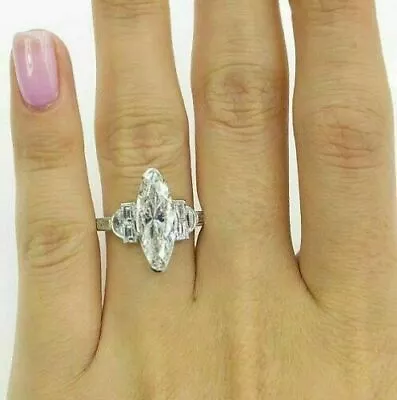 4.5Ct Lab Created Marquise Cut Diamond Engagement Wedding Ring 14k White Gold • $229.89