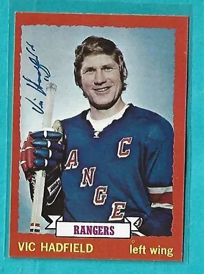 VIC HADFIELD Signed 1973-74 Topps Hockey Card #181 NEW YORK RANGERS • $12.99