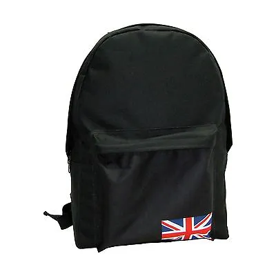 Bermoni Classic Black Day Pack Backpack With Printed UNION JACK FLAG • £9.99