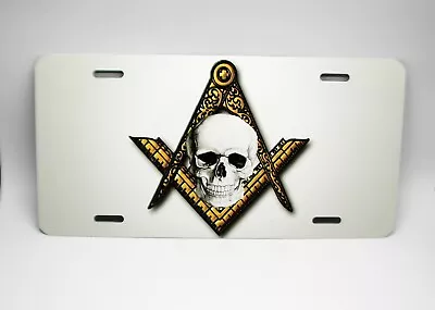 Masonic Logo Emblem Skull Metal Car License Plate Mason Freemason License Plate • $14.95