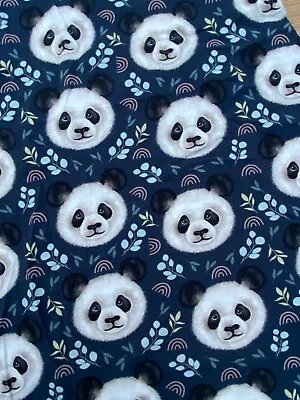 Panda Bear Exclusive Cotton Jersey Fabric Offcuts Craft Room Clear Out • £0.75