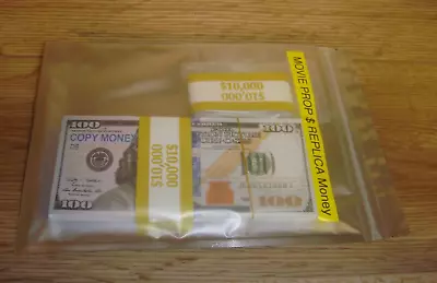 100 X $100 Notes 10K Stack FILM MOVIE PROP REPLI CA Copy Play Money + BONUS   X5 • $16