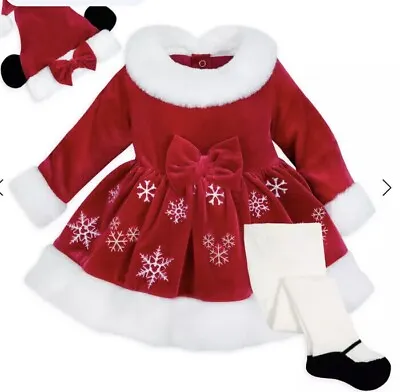 Disney Store Minnie Mouse Mrs Claus Baby Outfit Costume 6-9 Months • $25.26