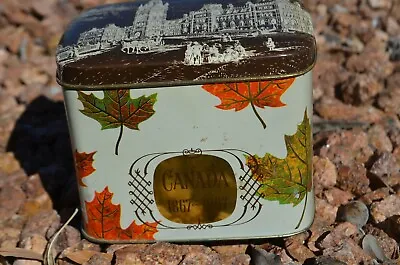 Vtg CANADA 1867 1967 Centennial Tea Tin Maple Leaf Parliment Government Building • $10.98