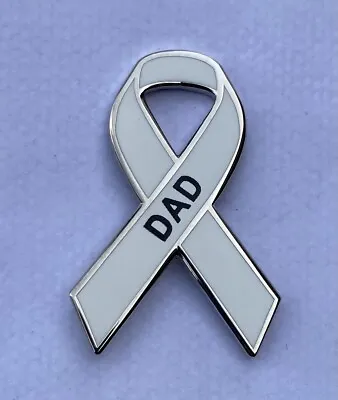 **NEW** Lung Cancer ' DAD ' Awareness Ribbon Enamel Badge / Brooch. • £3.99